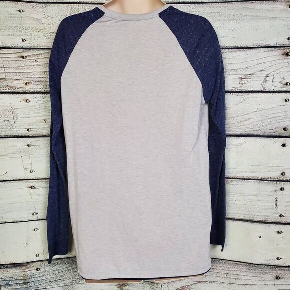 Departwest Men’s L Gray Blue Raglan Baseball Tee Long Sleeve Casual - Picture 4 of 7
